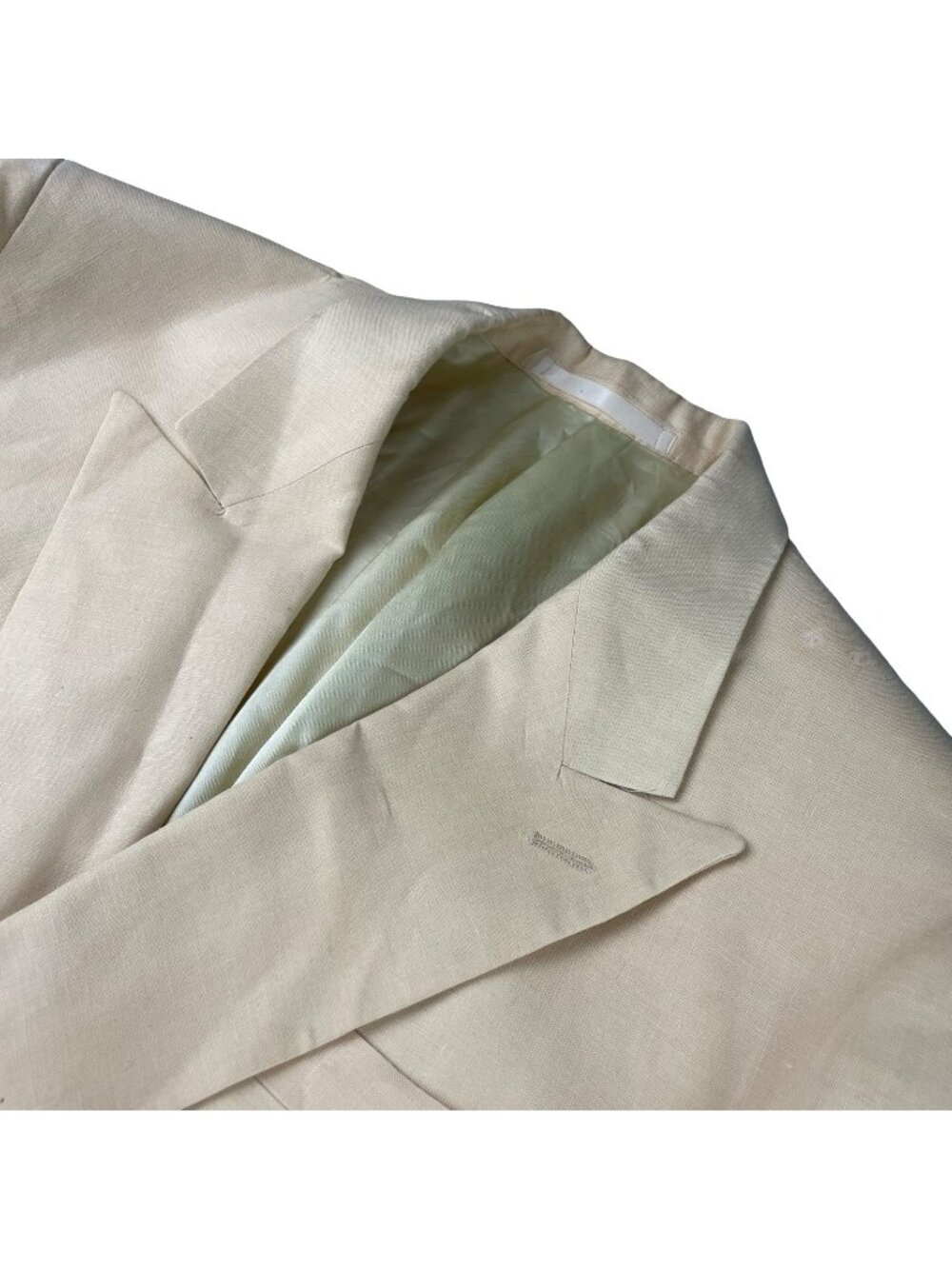 VTG Hertling Men's 100% Linen Double Breasted Blazer Yellow/Tan • USA • 40S US